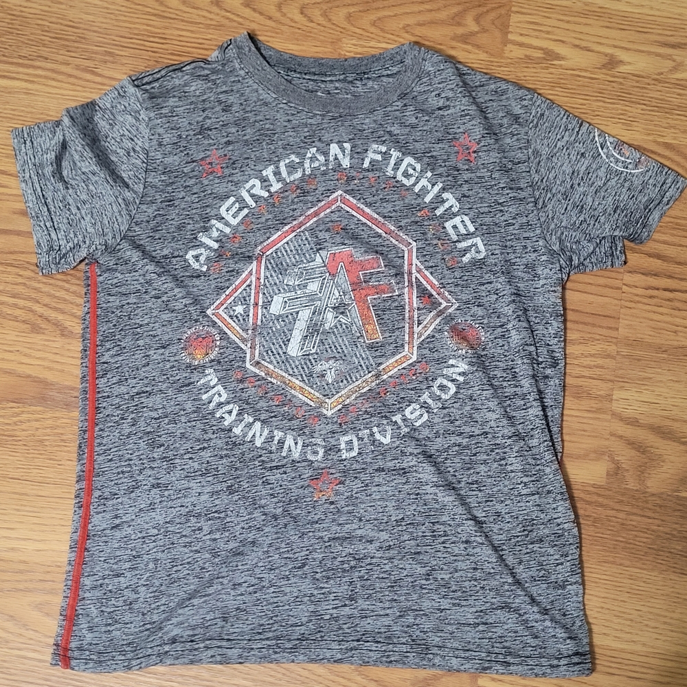 American Fighter Heather Gray and Red Tee